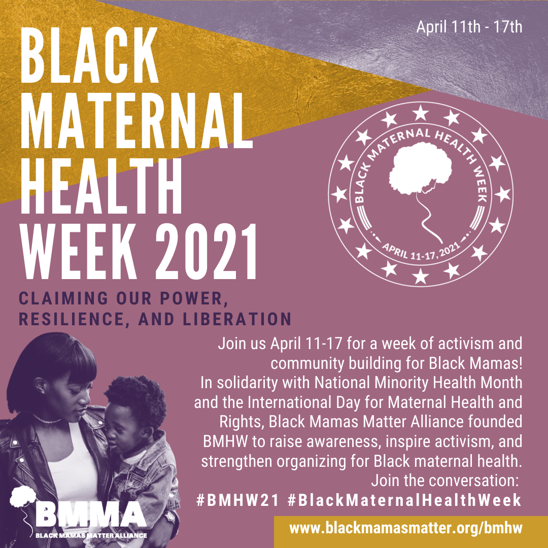 Promotional image for black maternal health week 2021