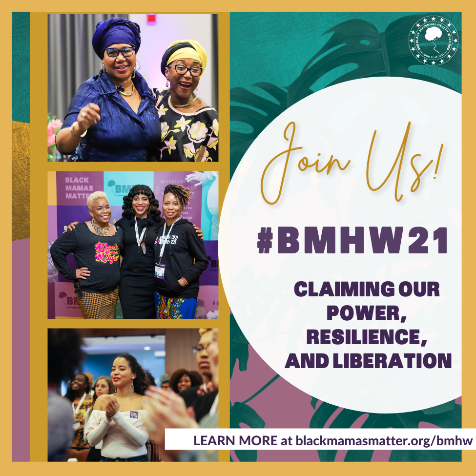 promotional image for Black Maternal Health Week 2021